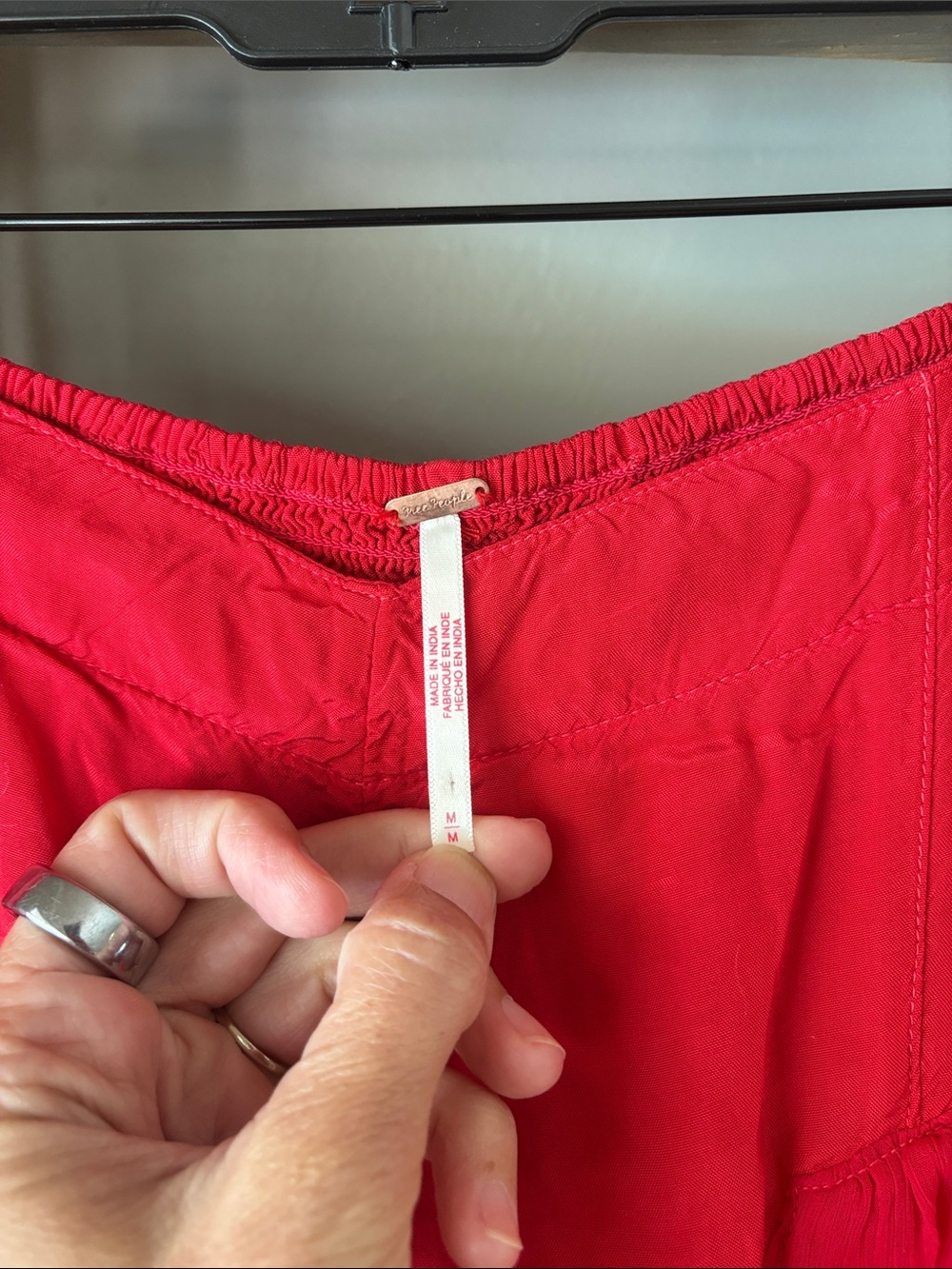 Free People Rock and Frill Ruffle Wide Leg Pants Medium Red Dhalia Rare - Picture 6 of 8